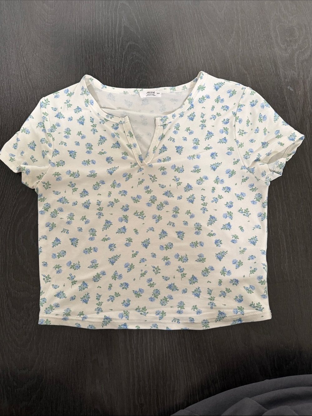 Ardene White Tee with Blue Floral Print